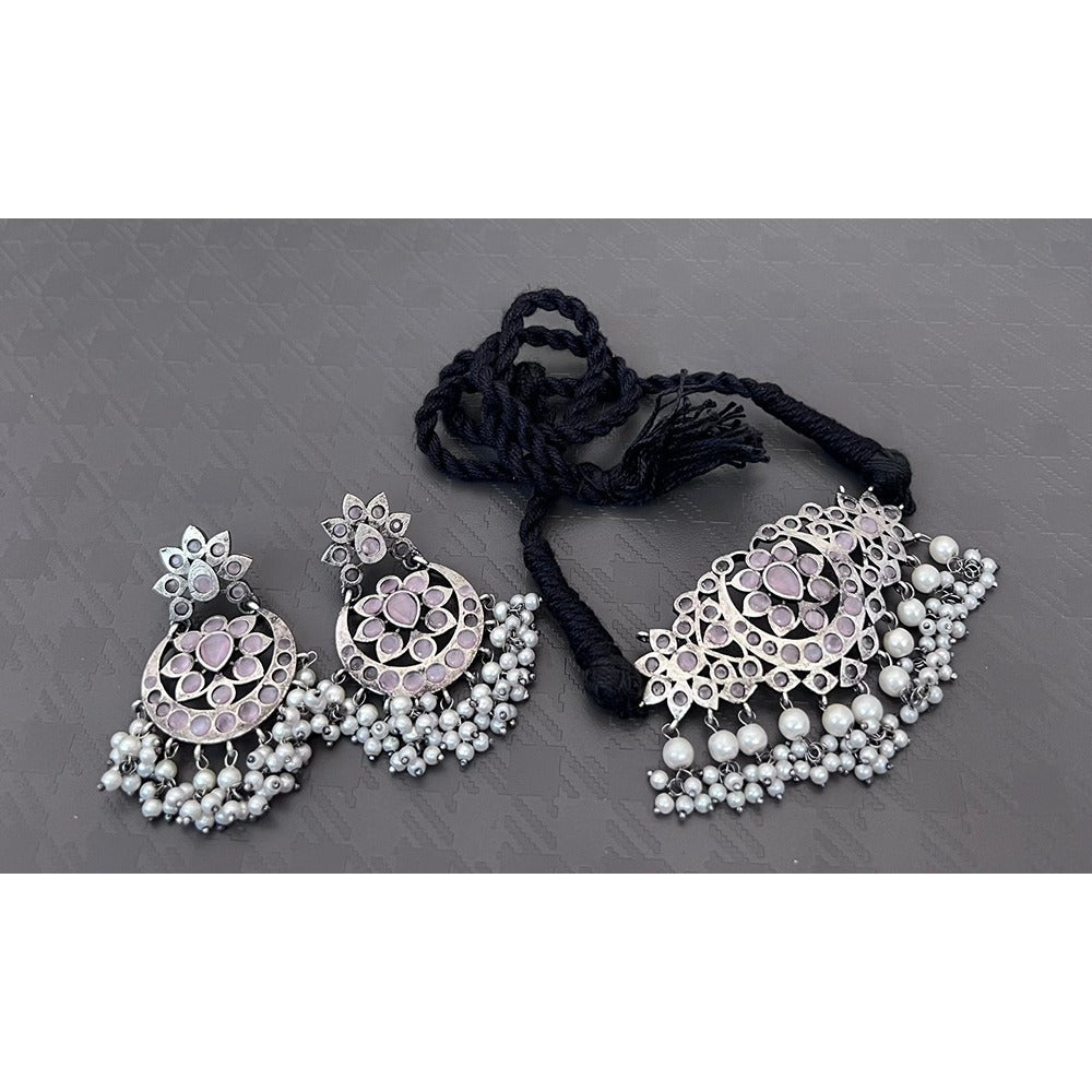 Akruti Collection Oxidised Plated Choker Necklace Set