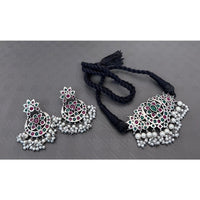 Akruti Collection Oxidised Plated Choker Necklace Set