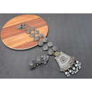 Akruti Collection Oxidised Plated Pota Stone Long Necklace Set