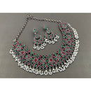 Akruti Collection Oxidised Plated Pota Stone Necklace Set