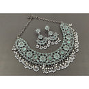 Akruti Collection Oxidised Plated Pota Stone Necklace Set