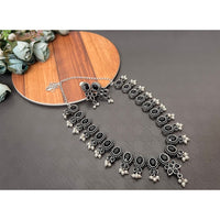 Akruti Collection Oxidised Plated Pota Stone Necklace Set
