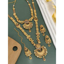 Akruti Collection Gold Plated Pota Stone Matte Finish Necklace Combo
