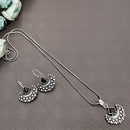 Akruti Collection Oxidised Plated Pota Stone Chain Pendant Set