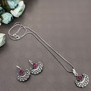 Akruti Collection Oxidised Plated Pota Stone Chain Pendant Set