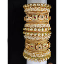 Akruti Collection Gold Plated Pearl And Kundan Bangle Set