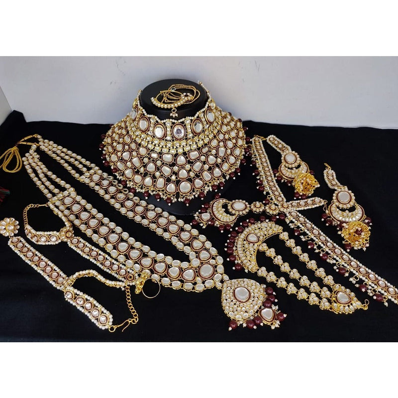 Akruti Collection Gold Plated Kundan Stone Bridal Necklace Set