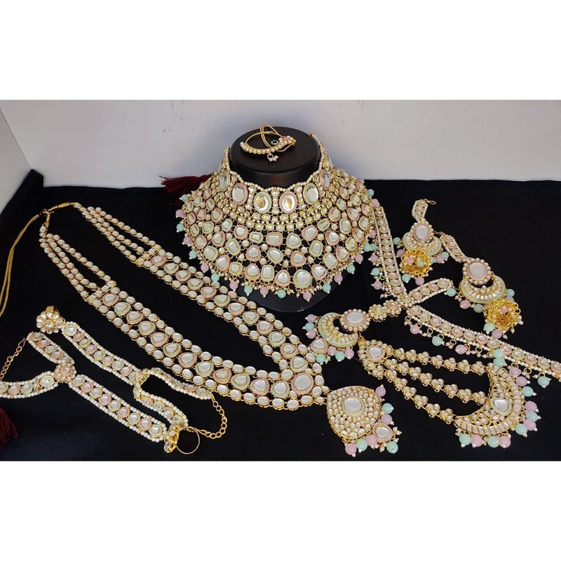Akruti Collection Gold Plated Kundan Stone Bridal Necklace Set