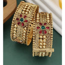 Akruti Collection Gold Plated Pota Stone Openable Kada