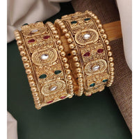 Akruti Collection Gold Plated Pota Stone Openable Kada