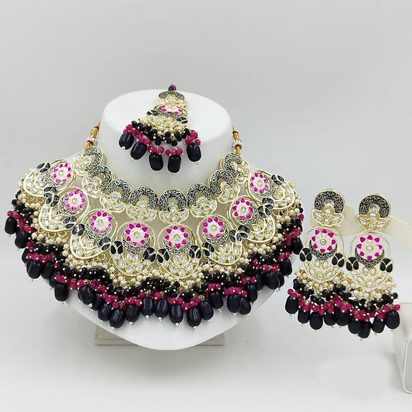 Akruti Collection Gold Plated Meenakari And Pearl Choker Necklace Set