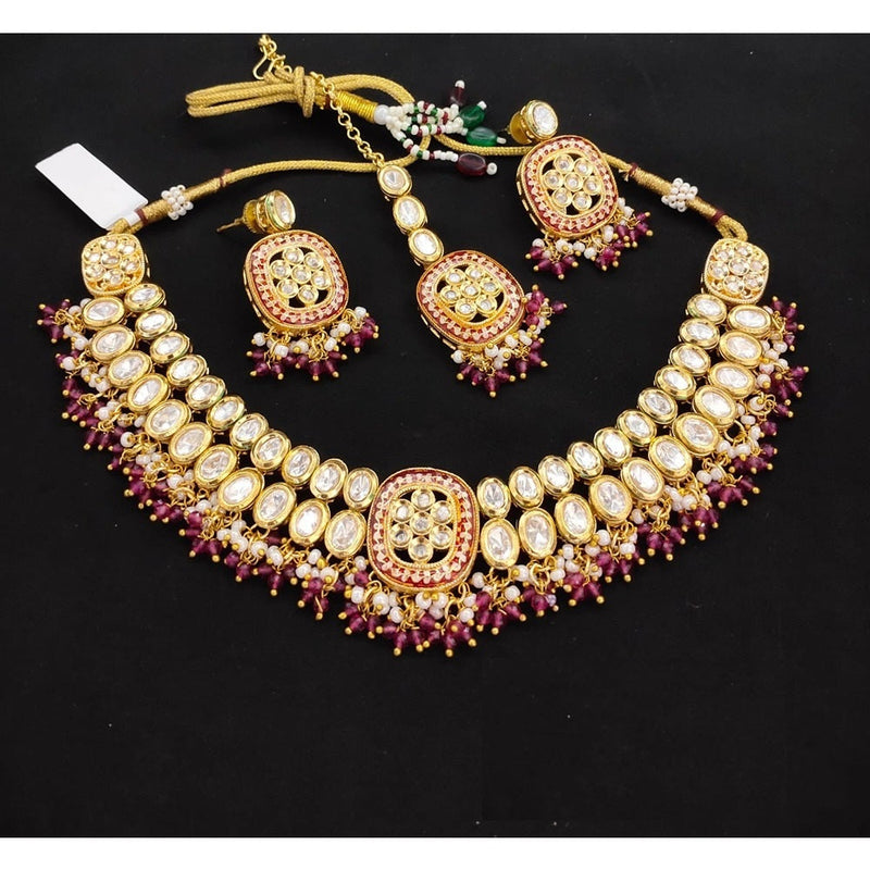 Akruti Collection Gold Plated Kundan Choker Necklace Set