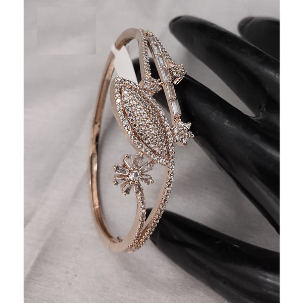 Akruti Collection Rose Gold Plated AD Openable Bangle
