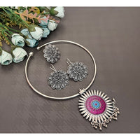 Akruti Collection Oxidised Plated Necklace Set