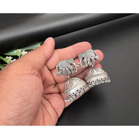 Akruti Collection Oxidised Plated  Jhumki Earrings