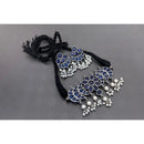 Akruti Collection Oxidised Plated Pota Stone Choker Necklace Set