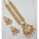 Akruti Collection Gold Plated Pota Stone And Beads Long Necklace Set