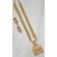 Akruti Collection Gold Plated Pota Stone And Beads Long Necklace Set