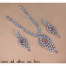 Akruti Collection Silver Gold Plated Plated AD Necklace Set