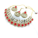 Akruti Collection Gold Plated Pota Stone And Mirror Necklace Set