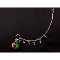 Akruti Collection Oxidised Plated Pom Pom Nose Pin