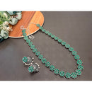 Akruti Collection Oxidised Plated Pota Stone Long Necklace Set