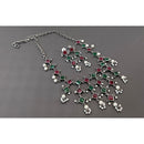 Akruti Collection Oxidised Plated Pota Stone And Pearls Necklace Set