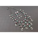 Akruti Collection Oxidised Plated Pota Stone And Pearls Necklace Set