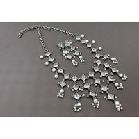 Akruti Collection Oxidised Plated Pota Stone And Pearls Necklace Set