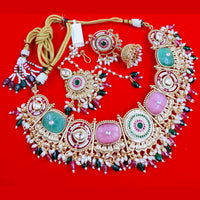 Akruti Collection Gold Plated Kundan Stone And Austrian Stone Beads Necklace Set