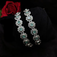 Akruti Collection Silver Plated American Diamond Bangles Set
