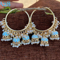 Akruti Collection Gold Plated Meenakari and Pearl Jhumki Earrings
