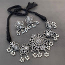 Akruti Collection Oxidised Plated Pota Stone Choker Necklace Set