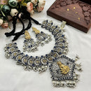 Akruti Collection  2Tone Plated Pota Stone Temple Necklace Set