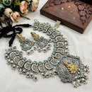 Akruti Collection  2Tone Plated Pota Stone Temple Necklace Set