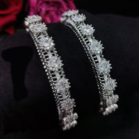 Akruti Collection Silver Plated American Diamond Bangle Set