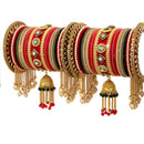 Akruti Collection Gold Plated Austrian Stone And Pearls Bangle Set