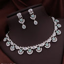 Akruti Collection Silver Plated American Diamonds Necklace Set