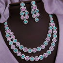 Akruti Collection Silver Plated American Diamonds Necklace Set