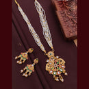 Akruti Collection Gold Plated Pota Stone And Pearls Long Necklace Set