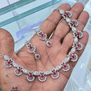 Akruti Collection Silver Plated American Diamonds Necklace Set