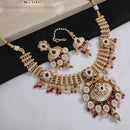 Akruti Collection Gold Plated Pota Stone And Pearls Meenakari Necklace Set
