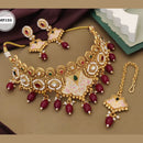 Akruti Collection Gold Plated Pota Stone And Pearls Meenakari Choker Necklace Set