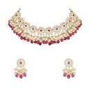 Akruti Collection Gold Plated Kundan Pearl And Beads Necklace Set