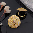 Akruti Collection Gold Plated Austrian Stone Adjustable Ring