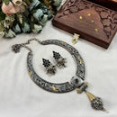 Akruti Collection 2 Tone Plated Pota Stone Necklace Set