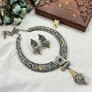 Akruti Collection 2 Tone Plated Pota Stone Necklace Set