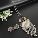 Akruti Collection 2 Tone Plated Pota Stone And Beads Necklace Set