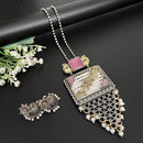 Akruti Collection 2 Tone Plated Pota Stone And Beads Necklace Set