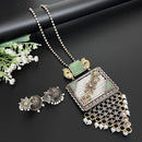 Akruti Collection 2 Tone Plated Pota Stone And Beads Necklace Set